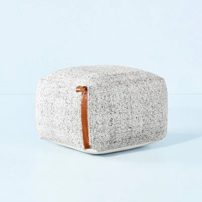 Hand-Woven Pouf Ottoman With Leather Trim - Hearth & Hand™ With Magnolia 8 Hand-Woven Pouf Ottoman With Leather Trim - Hearth & Hand™ With Magnolia - Image 6