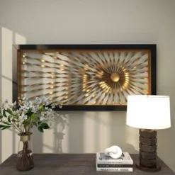 Metal Sunburst Coiled Ribbon Wall Decor With Black Frame Gold - Olivia & May 20 Metal Sunburst Coiled Ribbon Wall Decor With Black Frame Gold - Olivia & May -Home Decor GUEST 82bb3a32 0be8 41f1 a3d5 cd4796998da8