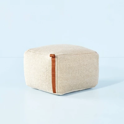 Hand-Woven Pouf Ottoman With Leather Trim - Hearth & Hand™ With Magnolia 7 Hand-Woven Pouf Ottoman With Leather Trim - Hearth & Hand™ With Magnolia - Image 5