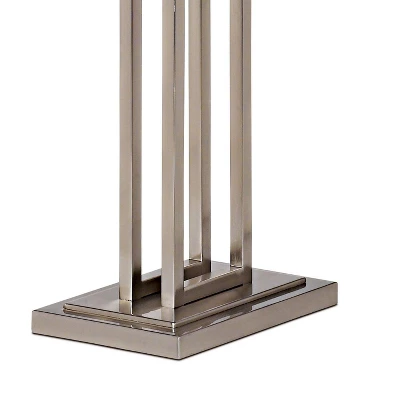 Possini Euro Design Modern Floor Lamp 62" Tall Brushed Nickel Openwork Rectangular Profile Off White Fabric Shade For Living Room Reading 5 Possini Euro Design Modern Floor Lamp 62" Tall Brushed Nickel Openwork Rectangular Profile Off White Fabric Shade For Living Room Reading - Image 3