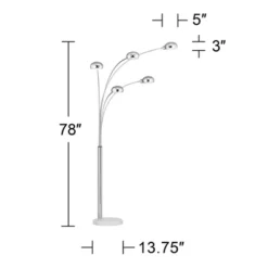 Possini Euro Design Infini Mid Century Modern Arc Floor Lamp 78" Tall Chrome 5 Light Swivel Dome Shades For Living Room Reading Bedroom Office House 15 Possini Euro Design Infini Mid Century Modern Arc Floor Lamp 78" Tall Chrome 5 Light Swivel Dome Shades For Living Room Reading Bedroom Office House -Home Decor GUEST 8e1a5ee4 40b4 4393 a59b 99fcb475dfec