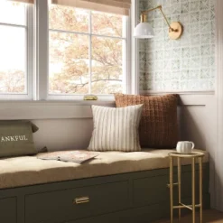 Cotton Flax Woven Striped Square Throw Pillow - Threshold™