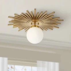 Possini Euro Design Hazel Modern Ceiling Light Semi Flush Mount Fixture 24" Wide Warm Brass White Globe Shade For Bedroom Kitchen Living Room Hallway 14 Possini Euro Design Hazel Modern Ceiling Light Semi Flush Mount Fixture 24" Wide Warm Brass White Globe Shade For Bedroom Kitchen Living Room Hallway -Home Decor GUEST 937faa9c a474 460e 97d2 cb24e8bfb570