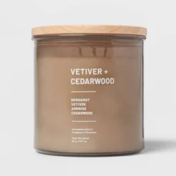 Glass Jar Vetiver And Cedarwood Candle Brown - Threshold™ -Home Decor GUEST 94fa0143 6384 4148 9851 b3c3e6d22167