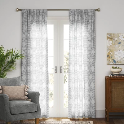 1pc 54"x84" Sheer Clipped Curtain Panel Radiant Gray - Threshold™ 3 1pc 54"x84" Sheer Clipped Curtain Panel Radiant Gray - Threshold™