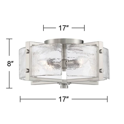 Possini Euro Design Prane Modern Industrial Ceiling Light Semi Flush Mount Fixture 17" Wide Brushed Nickel 4-Light Warped Glass For Bedroom Kitchen 9 Possini Euro Design Prane Modern Industrial Ceiling Light Semi Flush Mount Fixture 17" Wide Brushed Nickel 4-Light Warped Glass For Bedroom Kitchen - Image 7