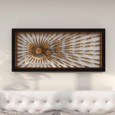 Metal Sunburst Coiled Ribbon Wall Decor With Black Frame Gold - Olivia & May 7 Metal Sunburst Coiled Ribbon Wall Decor With Black Frame Gold - Olivia & May - Image 5