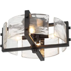 Possini Euro Design Adri Modern Ceiling Light Flush Mount Fixture Black 16 1/2" Wide Black 4-Light Textured Glass For Bedroom Kitchen Living Room Home 11 Possini Euro Design Adri Modern Ceiling Light Flush Mount Fixture Black 16 1/2" Wide Black 4-Light Textured Glass For Bedroom Kitchen Living Room Home -Home Decor GUEST a29e2728 a2a8 47bd a8a0 8adc1aad4007