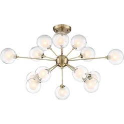 Possini Euro Design Modern Ceiling Light Semi Flush Mount Fixture Sputnik Brass 30 1/2" Wide 15-Light Double Glass Ball Hallway 12 Possini Euro Design Modern Ceiling Light Semi Flush Mount Fixture Sputnik Brass 30 1/2" Wide 15-Light Double Glass Ball Hallway -Home Decor GUEST a3344d35 d1d8 4a60 8f88 777e9a7f591d