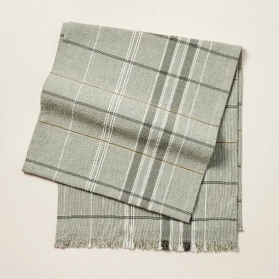 Textured Fall Plaid Woven Table Runner Sage Green - Hearth & Hand™ With Magnolia 6 Textured Fall Plaid Woven Table Runner Sage Green - Hearth & Hand™ With Magnolia - Image 4