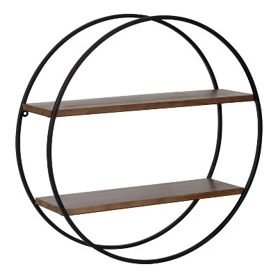 24" Diameter Sequoia Wood And Metal Round Wall Shelf - Kate & Laurel All Things Decor 11 24" Diameter Sequoia Wood And Metal Round Wall Shelf - Kate & Laurel All Things Decor - Image 9