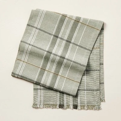 Textured Fall Plaid Woven Table Runner Sage Green - Hearth & Hand™ With Magnolia 5 Textured Fall Plaid Woven Table Runner Sage Green - Hearth & Hand™ With Magnolia - Image 3