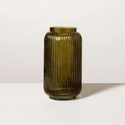 Ribbed Glass Jug Vase Dark Green - Hearth & Hand™ With Magnolia -Home Decor GUEST ab2d0c8c 897e 425f 8c87 38834a481ab7
