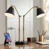Possini Euro Design Sentry Modern Mid Century Desk Lamp 23" High Black Brass With USB Charging Port LED Adjustable Cone Shade For Bedroom Living Room -Home Decor GUEST b54ba3a8 fb04 4798 bbf9 ebae1a38c484