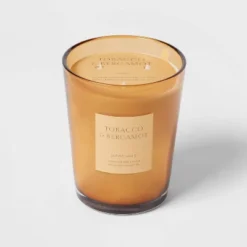 Colored Vase Glass With Dustcover Tobacco And Bergamot Candle Yellow - Threshold™ 13 Colored Vase Glass With Dustcover Tobacco And Bergamot Candle Yellow - Threshold™ -Home Decor GUEST b93280db 41cc 4916 9fbe 5bb9cb7d18d7