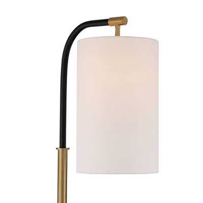 Possini Euro Design Sausalito Mid Century Modern Downbridge Floor Lamp 67" Tall Warm Gold Black Metal Linen Cylinder Shade For Living Room Reading 4 Possini Euro Design Sausalito Mid Century Modern Downbridge Floor Lamp 67" Tall Warm Gold Black Metal Linen Cylinder Shade For Living Room Reading - Image 2