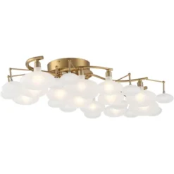 Possini Euro Design Lilypad Modern Ceiling Light Semi Flush Mount Fixture 30 1/4" Wide Warm Brass 12-Light Frosted Glass Shade For Bedroom Living Room 14 Possini Euro Design Lilypad Modern Ceiling Light Semi Flush Mount Fixture 30 1/4" Wide Warm Brass 12-Light Frosted Glass Shade For Bedroom Living Room -Home Decor GUEST bc64b39a 2843 4a68 b9d6 625259c5adb7