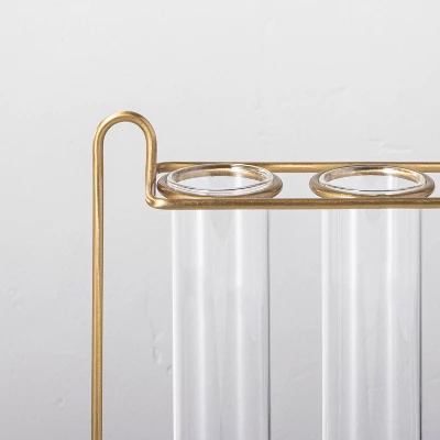 5pc Steel & Glass Plant Propagation Vase Set Gold/Clear - Hearth & Hand™ With Magnolia 4 5pc Steel & Glass Plant Propagation Vase Set Gold/Clear - Hearth & Hand™ With Magnolia - Image 2