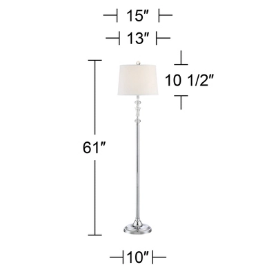 360 Lighting Montrose Modern Floor Lamps 61" Tall Set Of 2 Polished Steel Crystal Glass White Fabric Drum Shade For Living Room Bedroom Office House 8 360 Lighting Montrose Modern Floor Lamps 61" Tall Set Of 2 Polished Steel Crystal Glass White Fabric Drum Shade For Living Room Bedroom Office House - Image 6