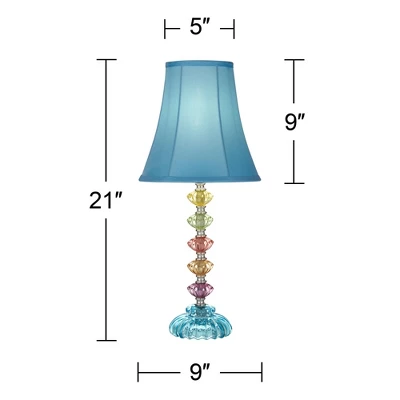 360 Lighting Bohemian Country Cottage Accent Table Lamp 21" High Teal Blue Stacked Glass For Bedroom Living Room Bedside Nightstand Office Kids Family 7 360 Lighting Bohemian Country Cottage Accent Table Lamp 21" High Teal Blue Stacked Glass For Bedroom Living Room Bedside Nightstand Office Kids Family - Image 5