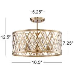 Possini Euro Design Tanz Modern Ceiling Light Semi Flush Mount Fixture 16 1/2" Wide Satin Brass 3-Light Clear Glass Crystal For Bedroom Kitchen House 9 Possini Euro Design Tanz Modern Ceiling Light Semi Flush Mount Fixture 16 1/2" Wide Satin Brass 3-Light Clear Glass Crystal For Bedroom Kitchen House -Home Decor GUEST c43a1805 adc9 4385 a1b9 30762f770ec5