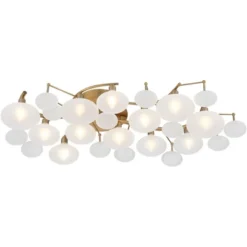 Possini Euro Design Lilypad Modern Ceiling Light Semi Flush Mount Fixture 30 1/4" Wide Warm Brass 12-Light Frosted Glass Shade For Bedroom Living Room 15 Possini Euro Design Lilypad Modern Ceiling Light Semi Flush Mount Fixture 30 1/4" Wide Warm Brass 12-Light Frosted Glass Shade For Bedroom Living Room -Home Decor GUEST c8b436d6 0799 4b71 b0e8 1b80aaa00f64