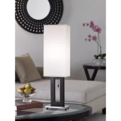 360 Lighting Floating Rectangle Modern Table Lamp 30" Tall Black Metal Open Frame White Fabric Box Shade For Bedroom Living Room Bedside Nightstand 12 360 Lighting Floating Rectangle Modern Table Lamp 30" Tall Black Metal Open Frame White Fabric Box Shade For Bedroom Living Room Bedside Nightstand -Home Decor GUEST cba23614 a153 450b 8727 52b72230fe59