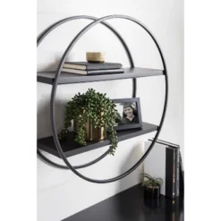 24" Diameter Sequoia Wood And Metal Round Wall Shelf - Kate & Laurel All Things Decor 19 24" Diameter Sequoia Wood And Metal Round Wall Shelf - Kate & Laurel All Things Decor -Home Decor GUEST cc613431 6923 43ea a079 ebd88d240768