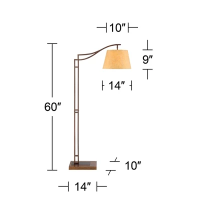 Franklin Iron Works Tahoe Rustic Industrial Downbridge Arc Floor Lamp 60" Tall Bronze Metal Faux Leather Empire Shade For Living Room Reading Bedroom 9 Franklin Iron Works Tahoe Rustic Industrial Downbridge Arc Floor Lamp 60" Tall Bronze Metal Faux Leather Empire Shade For Living Room Reading Bedroom - Image 7