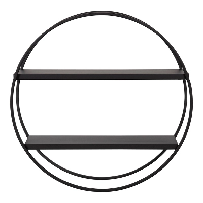 24" Diameter Sequoia Wood And Metal Round Wall Shelf - Kate & Laurel All Things Decor 3 24" Diameter Sequoia Wood And Metal Round Wall Shelf - Kate & Laurel All Things Decor