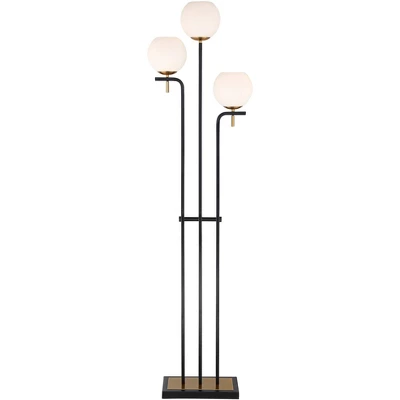 Possini Euro Design Acadia Modern Floor Lamp 71" Tall Black Warm Gold Metal 3 Light Frosted White Glass Globe Shade For Living Room Bedroom Office 9 Possini Euro Design Acadia Modern Floor Lamp 71" Tall Black Warm Gold Metal 3 Light Frosted White Glass Globe Shade For Living Room Bedroom Office - Image 7