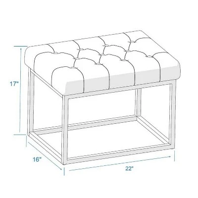 Trubeck Tufted Metal Base Ottoman Faux Leather - Threshold™ 6 Trubeck Tufted Metal Base Ottoman Faux Leather - Threshold™ - Image 4
