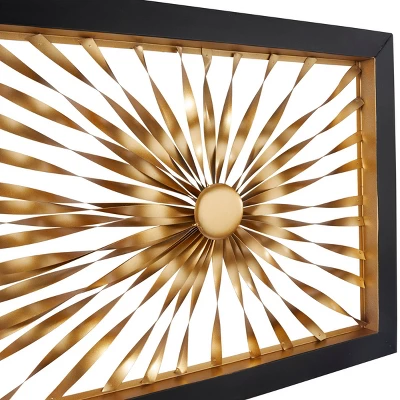 Metal Sunburst Coiled Ribbon Wall Decor With Black Frame Gold - Olivia & May 3 Metal Sunburst Coiled Ribbon Wall Decor With Black Frame Gold - Olivia & May