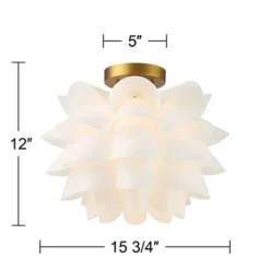 Possini Euro Design Modern Ceiling Light Semi Flush Mount Fixture White Flower Gold Metal 15 3/4" Wide Living Room Bedroom Kitchen 13 Possini Euro Design Modern Ceiling Light Semi Flush Mount Fixture White Flower Gold Metal 15 3/4" Wide Living Room Bedroom Kitchen -Home Decor GUEST d4dfbf46 d749 4ed9 ad97 3bda7c01cd2a