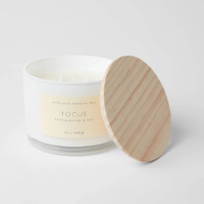 Wood Lidded Glass Wellness Focus Candle - Threshold™ 4 Wood Lidded Glass Wellness Focus Candle - Threshold™ - Image 2