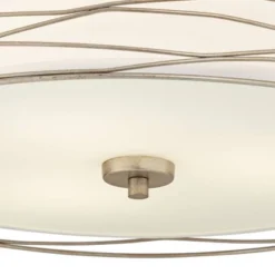 Possini Euro Design Modern Ceiling Light Flush Mount Fixture Antique Silver Leaf 18" Wide Wavy Spun White Drum For Bedroom Kitchen 11 Possini Euro Design Modern Ceiling Light Flush Mount Fixture Antique Silver Leaf 18" Wide Wavy Spun White Drum For Bedroom Kitchen -Home Decor GUEST d7df35ba b697 4c6b 91f0 86733a438644