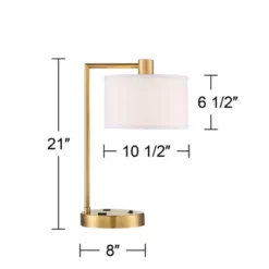 360 Lighting Colby Modern Desk Lamp 21" High Antique Gold With USB And AC Power Outlet In Base White Linen Drum Shade For Bedroom Living Room Desk 17 360 Lighting Colby Modern Desk Lamp 21" High Antique Gold With USB And AC Power Outlet In Base White Linen Drum Shade For Bedroom Living Room Desk -Home Decor GUEST d9e19dcf ce5f 4e15 9d9f 7f55cf6dbfbc