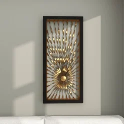 Metal Sunburst Coiled Ribbon Wall Decor With Black Frame Gold - Olivia & May 22 Metal Sunburst Coiled Ribbon Wall Decor With Black Frame Gold - Olivia & May -Home Decor GUEST da3ca411 6151 4083 96ff 621f23913688