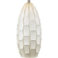 Possini Euro Design Cosgrove Modern Mid Century Table Lamp 32 3/4" Tall White Glazed Ceramic Beige Fabric Drum Shade For Bedroom Living Room Bedside -Home Decor GUEST e15958a3 0b96 48ea bace d8ad192dac70