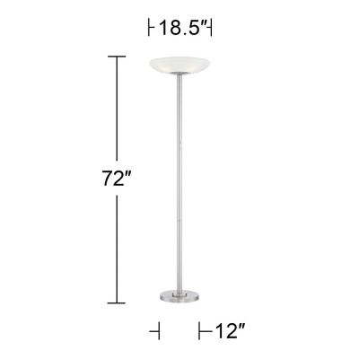 Possini Euro Design Meridian Light Blaster Modern Torchiere Floor Lamp 72" Tall Brushed Nickel LED Frosted Glass Shade For Living Room Bedroom Office 7 Possini Euro Design Meridian Light Blaster Modern Torchiere Floor Lamp 72" Tall Brushed Nickel LED Frosted Glass Shade For Living Room Bedroom Office - Image 5