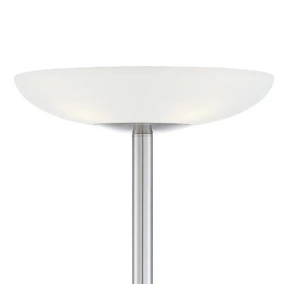 Possini Euro Design Meridian Light Blaster Modern Torchiere Floor Lamp 72" Tall Brushed Nickel LED Frosted Glass Shade For Living Room Bedroom Office 4 Possini Euro Design Meridian Light Blaster Modern Torchiere Floor Lamp 72" Tall Brushed Nickel LED Frosted Glass Shade For Living Room Bedroom Office - Image 2