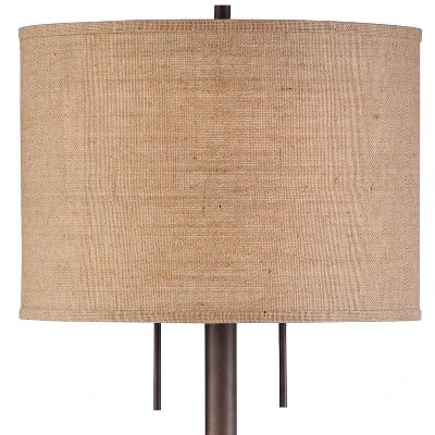 Possini Euro Design Garth Modern Floor Lamp Standing 63 1/2" Tall Oil Rubbed Bronze Burlap Fabric Drum Shade For Living Room Bedroom Office House Home 5 Possini Euro Design Garth Modern Floor Lamp Standing 63 1/2" Tall Oil Rubbed Bronze Burlap Fabric Drum Shade For Living Room Bedroom Office House Home - Image 3