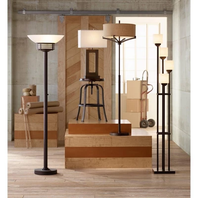 Possini Euro Design Light Blaster Modern Torchiere Floor Lamp 72 1/2" Tall Warm Bronze LED White Frosted Glass Bowl Shade For Living Room Bedroom Home 9 Possini Euro Design Light Blaster Modern Torchiere Floor Lamp 72 1/2" Tall Warm Bronze LED White Frosted Glass Bowl Shade For Living Room Bedroom Home - Image 7