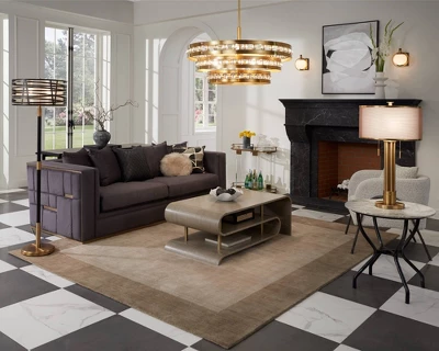 Possini Euro Design Granview Modern Table Lamp 32 1/2" Tall Brass Column Taupe Organza Outer Off White Linen Inner Drum Shade For Bedroom Living Room 10 Possini Euro Design Granview Modern Table Lamp 32 1/2" Tall Brass Column Taupe Organza Outer Off White Linen Inner Drum Shade For Bedroom Living Room - Image 8