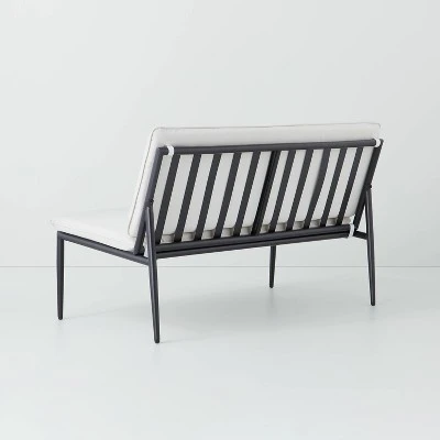 Cushioned Metal Outdoor Loveseat - Cream/Black - Hearth & Hand™ With Magnolia 5 Cushioned Metal Outdoor Loveseat - Cream/Black - Hearth & Hand™ With Magnolia - Image 3