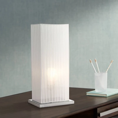 360 Lighting Cube Modern Accent Table Lamp 19 3/4" High White Ribbon Fabric Shade For Bedroom Living Room Bedside Nightstand Office Kids Family House 3 360 Lighting Cube Modern Accent Table Lamp 19 3/4" High White Ribbon Fabric Shade For Bedroom Living Room Bedside Nightstand Office Kids Family House