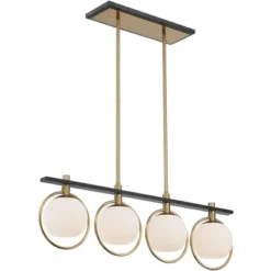 Possini Euro Design Carlyn Brass Black Linear Island Pendant Chandelier 33" Wide Modern White Glass Shade 4-Light LED Fixture For Dining Room Kitchen 14 Possini Euro Design Carlyn Brass Black Linear Island Pendant Chandelier 33" Wide Modern White Glass Shade 4-Light LED Fixture For Dining Room Kitchen -Home Decor GUEST f51208d1 1570 43e8 b074 e7299aff1864