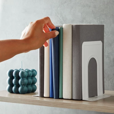 Juvale 12 Pack Metal Bookends For Shelves, Heavy Duty White Book Stoppers For Library, Living Room, Or Office (5x6.6x 5.8 In) 3 Juvale 12 Pack Metal Bookends For Shelves, Heavy Duty White Book Stoppers For Library, Living Room, Or Office (5x6.6x 5.8 In)