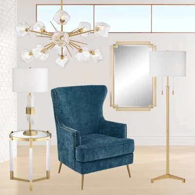 Possini Euro Design Encino Modern Tripod Floor Lamp Standing 60" Tall Brass Gold Metal Off White Fabric Drum Shade For Living Room Bedroom Office Home 8 Possini Euro Design Encino Modern Tripod Floor Lamp Standing 60" Tall Brass Gold Metal Off White Fabric Drum Shade For Living Room Bedroom Office Home - Image 6